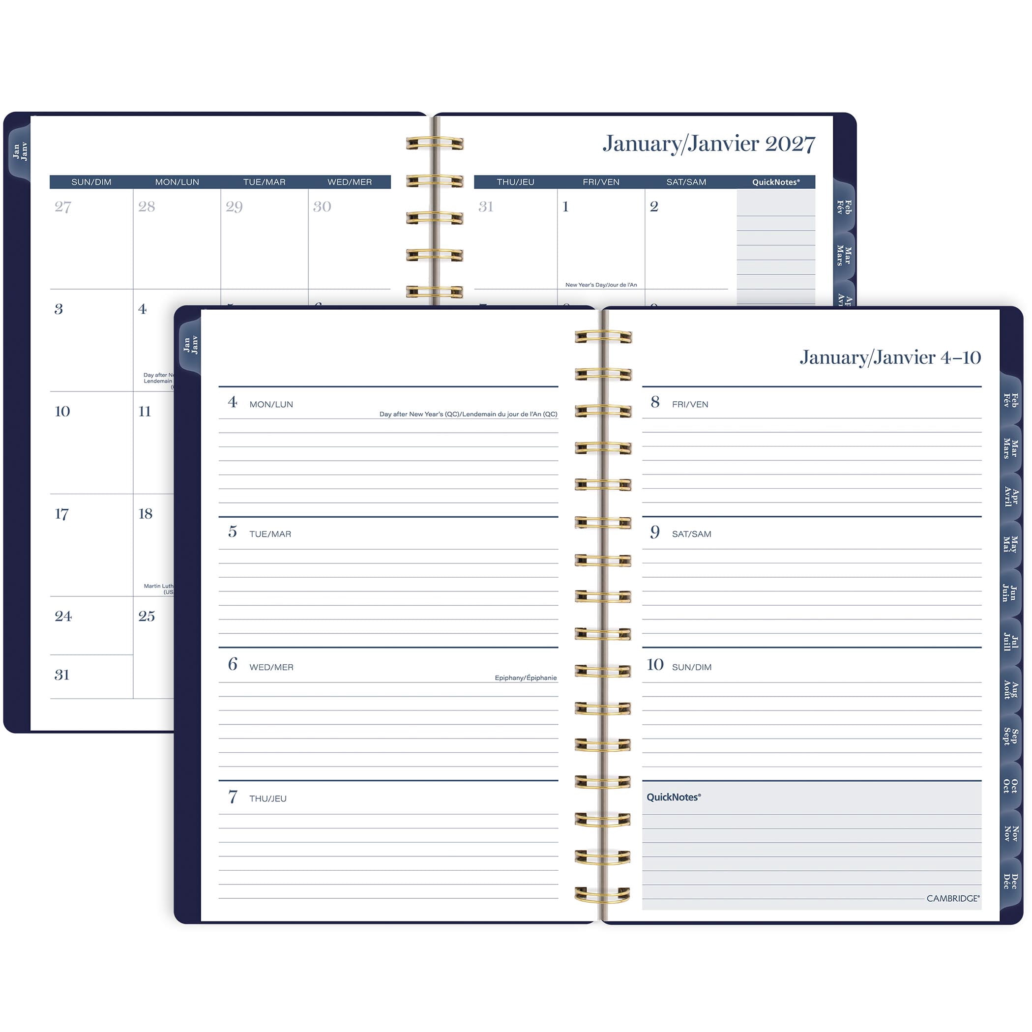 Agenda hebdomadaire et mensuel 2027 Cambridge® Petit, Floral Sombre