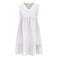 thumbnail image 4 of Yuyuzo Robes d'Été pour Femmes Sans Manches à Col en V Mini Robe T-Shirt Plissée à Volants Fluide Plage Vacances Robes d'Été, 4 of 6