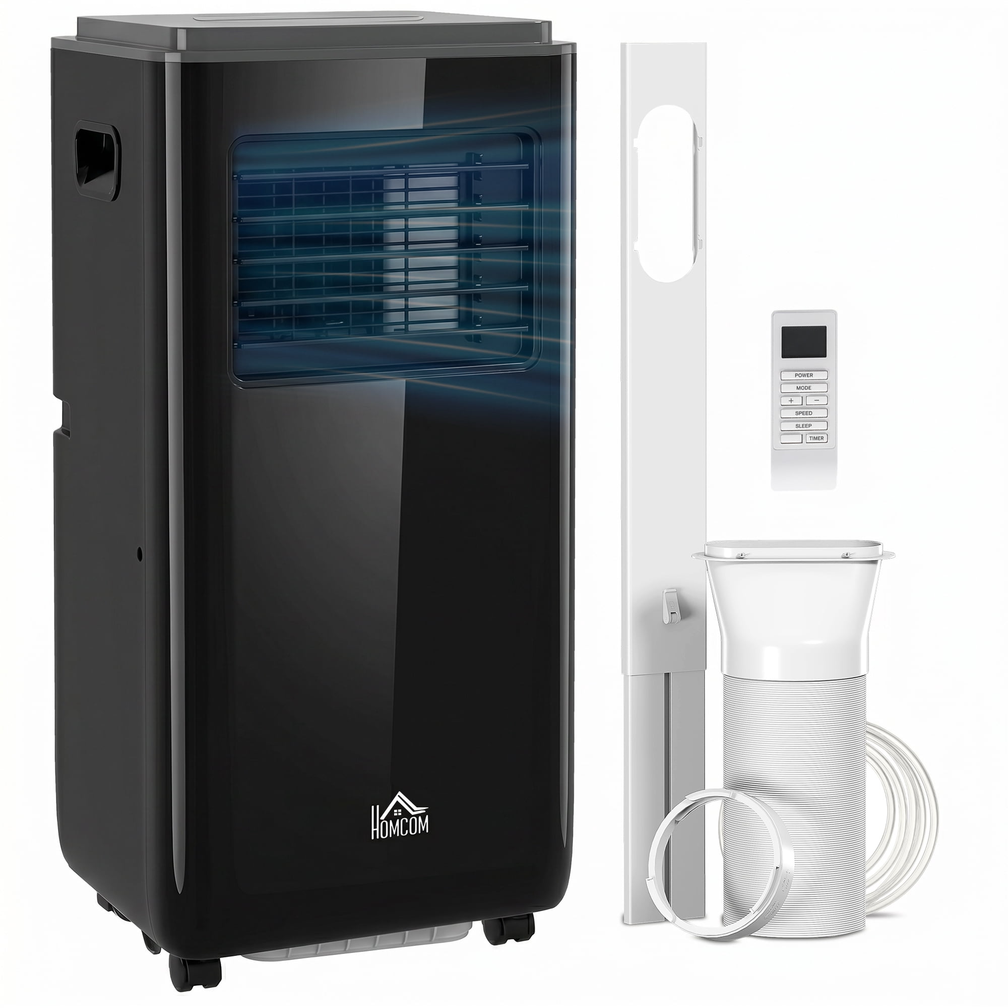 HOMCOM 10,000 BTU Portable Air Conditioner for 440 sqft room, Timer, Black