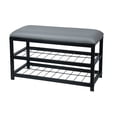 thumbnail image 3 of 2 Tier Shoe Bench, Padded Seat Metal Frame, Entryway Organizer, 3 of 6
