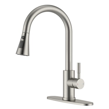 APPASO Brushed Nickel Kitchen Faucet with Pull Down Sprayer, Stainless Steel Single Handle Bar Sink Faucet, 3 Spray Modes, 360° Swivel Spout