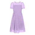 thumbnail image 4 of Ashirexll Robe d'Été pour Filles Enfants Col Rond Couleur Unie en Maille Manches Courtes Pois Tunique Ligne A pour Enfants, 4 of 5
