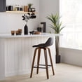 thumbnail image 2 of Bouclair Black Faux Leather and Walnut Wood Bar Stool, 2 of 7