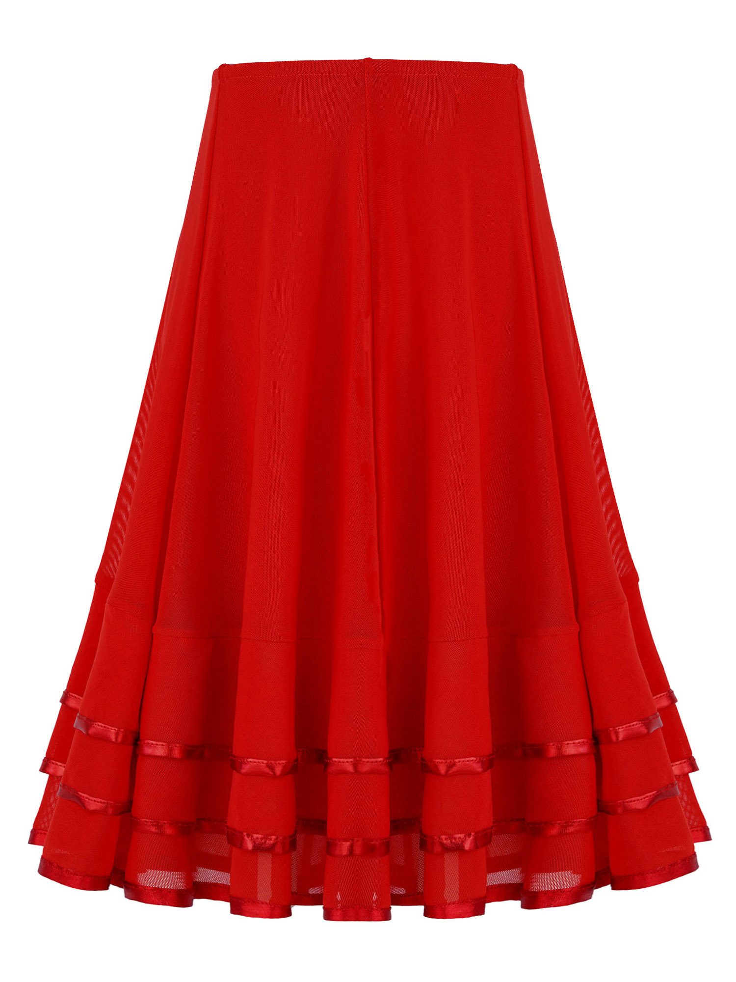 CHICTRY Kids Girls Ribbon RAD Style Ballet Character Skirt Ballerina Long Maxi Swing Skirt Dancewear Costume Red 14