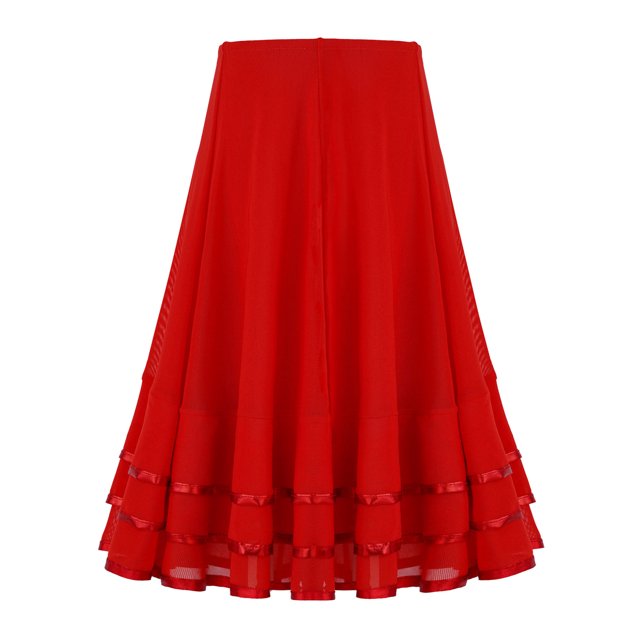 CHICTRY Filles Enfants Ruban Style RAD Jupe de Ballet Personnage Ballerine Longue Maxi Évasée Jupe Tenue de Danse Costume Rouge 14