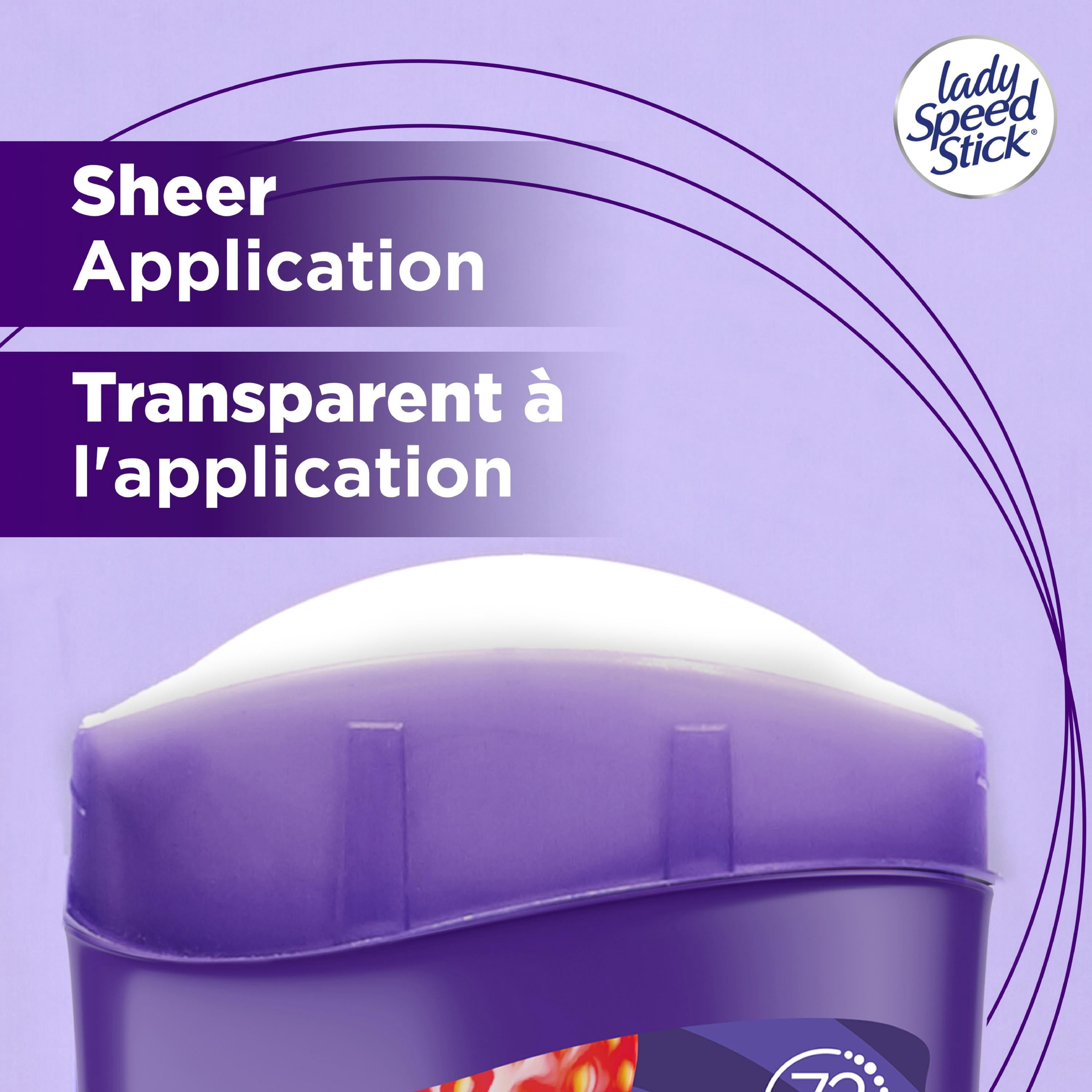 Déodorant antisudorifique Lady Speed Stick Fresh Infusions pour femmes, protection de 72 heures contre les odeurs et la transpiration, Invisible Dry, parfum Fraise fantastique, bâton de 45 g