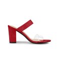 thumbnail image 3 of BLISSFUL STEP Mules à Talon Épais à Deux Brides Transparentes pour Femmes, Sandales à Enfiler Rouges 8, 3 of 7