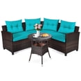 thumbnail image 1 of Patiojoy 4PCS Outdoor Patio Conversation Set Wicker Rattan Sectional Sofa W/Turquoise Cushions, 1 of 8