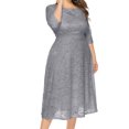thumbnail image 5 of LLYwey Aubaines Robes d'Été pour Femmes Mode Col en V Fente Petite Traîne Robe Longue Robe de Soirée Robe Longue Nouvelle Robes Décontractées Gris TG, 5 of 5