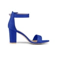 thumbnail image 3 of BLISSFUL STEP Women's Shoes Ankle Strap Block Heel Buckle Open Toe Sandals Dark Blue 6, 3 of 7