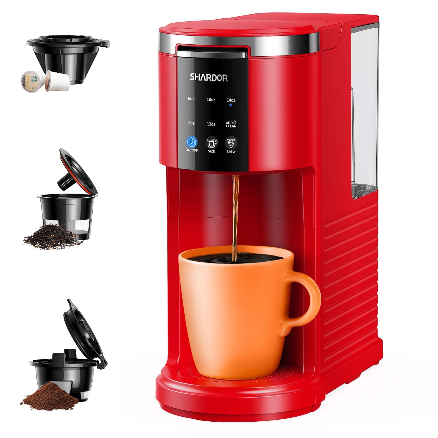 SHARDOR 3 in 1 Coffee Maker, K Cup Coffee Maker Compatible with Ground Coffee & Teas, Single Serve Coffee Machine, 6&ndash;14oz Brew Sizes, 40oz Deta