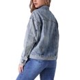 thumbnail image 3 of INSPIRE CHIC Women's Oversized Denim Button Down Chest Flap Pockets Jean Jacket L Gray Blue, 3 of 6