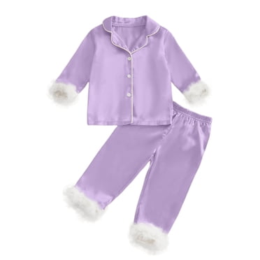 TIWEKE Little/Big Girls Satin Pajamas Summer Short Sleeve Button Down Silk PJS 2PCS Sleepwear Set,Size 8-9 Years
