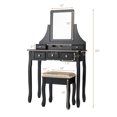thumbnail image 2 of Gymax Vanity Set W/5 Drawers &Removable Box Makeup Dressing Table and Stool Set Black, 2 of 10