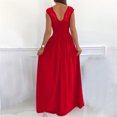 thumbnail image 4 of VEKDONE Mode Femme Été Uni Sans Manches Col en V Fendu Décontracté Dentelle Patchwork Robe Rouge TG, 4 of 9