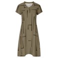 thumbnail image 2 of Robes pour Femmes Grande Taille à Col en V, Manches Courtes, Décontractées d'Été, à Étages, Coupe Ample, à Empiècements, Coupe Droite, Longueur Midi, 2 of 5