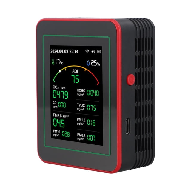 15in1 for Smart Air Quality Monitor Air Quality Tester Real Time For Home And Office black