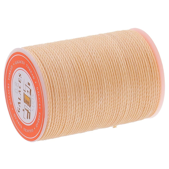 veasfak 55 Meters 0.8mm Dia Waxed Polyester Braided Thread for Hand Sewing Leather - Beige