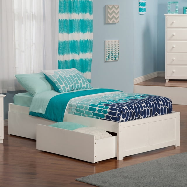 AFI Concord Lit Plateforme Urbain Simple en Bois Massif avec Rangement, Blanc