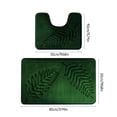 thumbnail image 3 of yulier Leaf Bathroom Rug Set 2 Piece, Soft Absorbent Bath Rug and U-Shaped Contour Toilet Rug, Non-Slip Bath Carpet, Washable Toilet Bath Mat, Green, 3 of 8