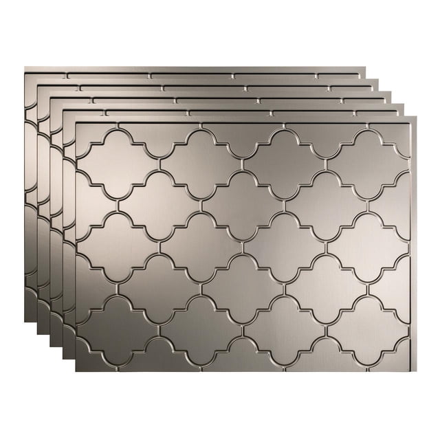 Fasade Monaco Vinyl 18in x 24in Backsplash Panel Brushed Nickel 5 Pack