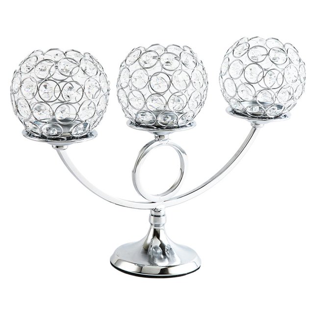 jifeng 3 Arm Candelabras Crystal Candle Holder Candlesticks Home Table Centerpieces