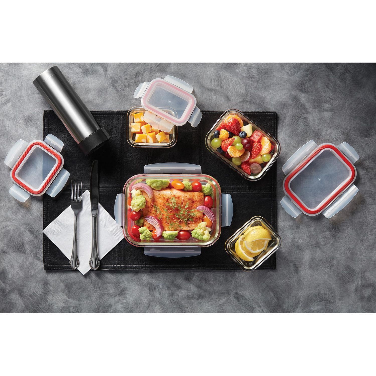 Starfrit LocknLock Glass Food Storage Container, Capacity of 17oz (500ml), Square