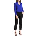 thumbnail image 2 of INSPIRE CHIC Chemise Élégante à Manches Longues Col en V pour Femmes, Bleu Royal, 2 of 7