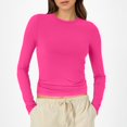 thumbnail image 2 of T-Shirts pour Femmes à Manches Longues Col Roulé Haut pour Femmes Lot Coton Spandex Chemises pour Femmes Col Rond Crop Top Femmes T-Shirts de Course à Manches Longues pour Femmes T-Shirt Tendance Basique Uni Femmes T, 2 of 5