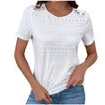 thumbnail image 1 of Timegard Womens Summer Tops Drop Shoulder Button Crewneck Comfy Casual Fitting Short Sleeve Tee Shirts, 1 of 8