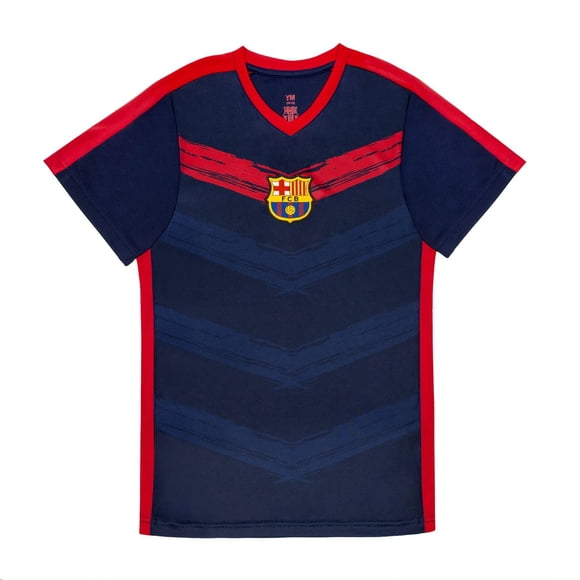 Icon Sports Compatible avec FC Barcelona Chandail de Soccer sous Licence Officielle en Polyester Maillot Jeunesse -01 YM Bleu