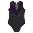 thumbnail image 4 of Choomomo Kid Girls Shiny Rhinestone Athletic Dance Gymnastics Leotards One Piece Ballet Dance Bodysuit Purple 12, 4 of 5