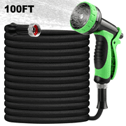 Kidsjoy 100FT Garden Hose, Lightweight Non-Expandable Water Hose with 10-Function Spray Nozzle, 116 PSI Max Kink-Free Leak-Proof for Yard Lawn & Car Wash