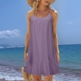 thumbnail image 2 of Women Beach Dress Solid Color Sleeveless Backless Camisole Beach Mini, 2 of 6