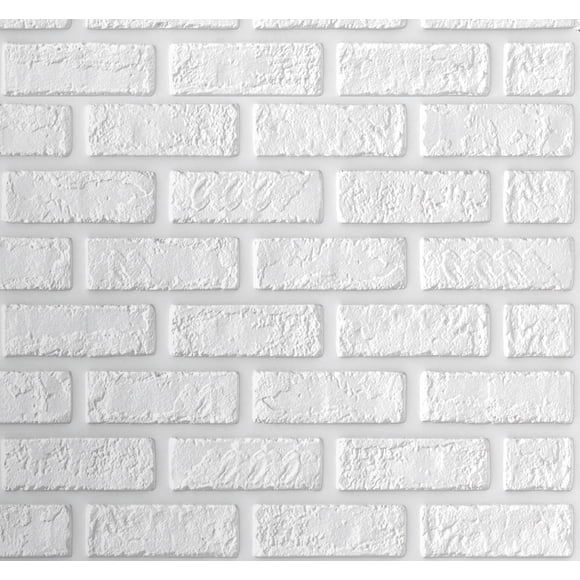 Dundee Deco's White Faux Brick 3D Wall Panel, Peel and Stick Wall Sticker, Self Adhesive Foam Wallpaper Wall Paneling Decor, 2.3ft X 2.3ft, 5.29 sq ft each, 10-pack