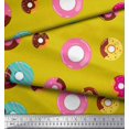 thumbnail image 2 of Soimoi Yellow Modal Satin Fabric Donuts Food Printed Fabric 1 Yard 42 Inch Wide, 2 of 5