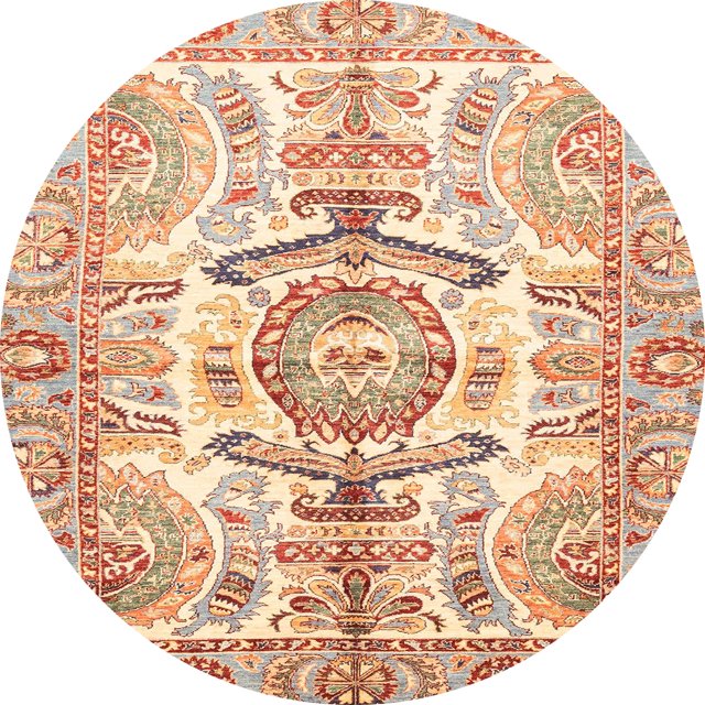 Ahgly Company Tapis d'Intérieur Ronds Abstraits Orange, Tapis de Zone Abstraits, 5 Pieds Rond