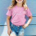 thumbnail image 2 of WEIYLL T-Shirt Garçon Unisexe à Imprimé de Lettres, Drôle, Col Rond, Manches Courtes, Rose, Hauts de Sport pour 1-2 Ans, 2 of 4