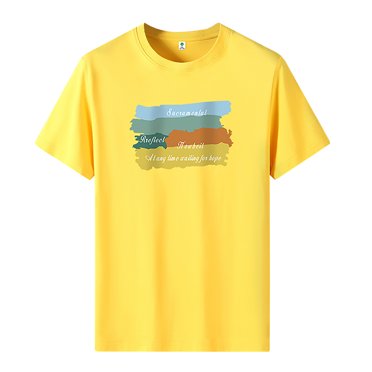 BOBOGOJP T-Shirts Classiques à Manches Courtes pour Hommes, Coupe Ajustée, Col Bateau (Jaune, 6TG)