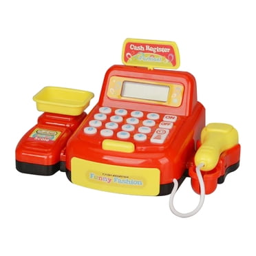 Kids Pretend Play Cash Register Toy Supermarket Shopping Game Set With Scanner Microphone Calculator Play Money Role Play Educational Toy Size 7.3X3X4.5 Inches
