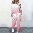 thumbnail image 3 of Mrat Two Piece Swimsuit for Women 2 Piece Jogging Sets Gradient Color Polyester Long Sleeve Sweatsuits Sets Two Piece Track Suits Drawstring High Waist Pants Set Comfy Outfits T-Pink S, 3 of 5