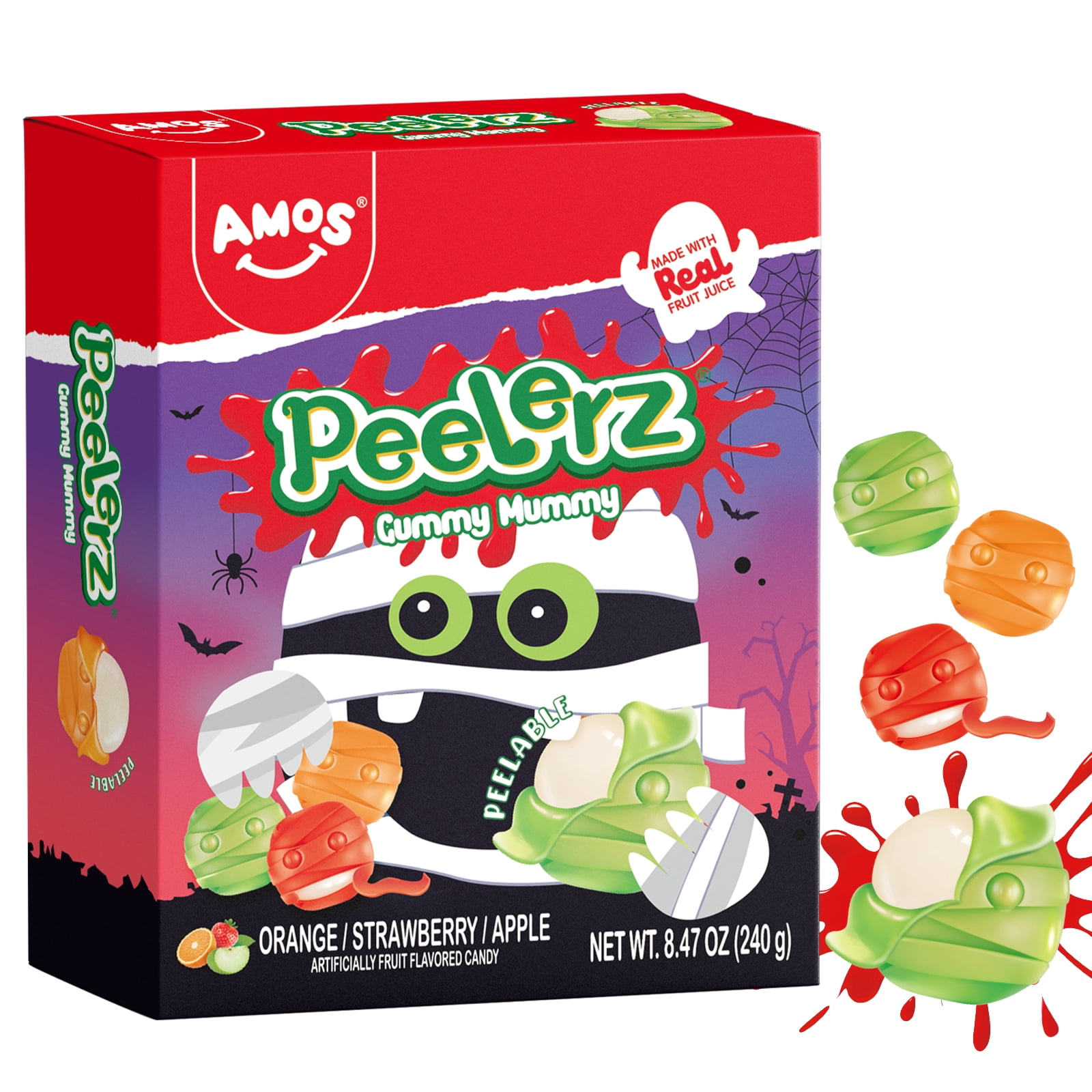 Peelerz Gummy Zombie Orange & Grape & Apple Mixed Flavor Peelable