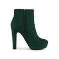 thumbnail image 3 of Unique Bargains Women's Round Toe Side Zipper Block High Heel Ankle Boots, 3 of 8