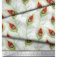 thumbnail image 3 of Soimoi polyester Crepe Fabric Peacock Feather Fabric Prints By Yard 52 Inch Wide, 3 of 3