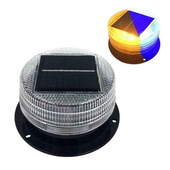 Lumières Solaires d'Urgence Clignotantes, Lumière d'Avertissement Sans Fil à DEL, Balise Stroboscopique Ambre avec Base Magnétique pour Voiture, Véhicule, Camion