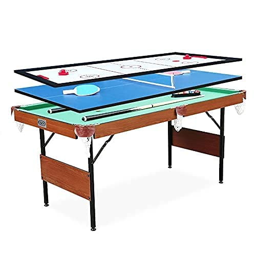 Rack Crux 55 in Folding Billiard/Pool Table (Green 3-in-1 Multi Game)