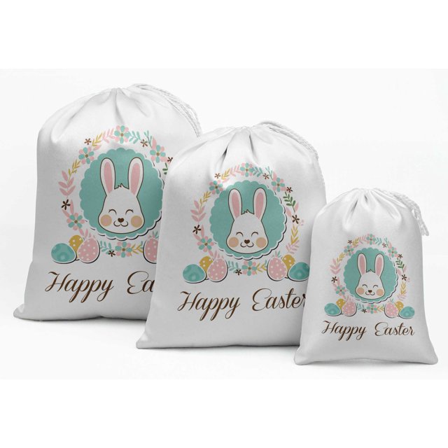 Darling Souvenir Sacs Cadeaux Lapin Blanc & Œuf Fournitures de Fête de Pâques 15 Pcs
