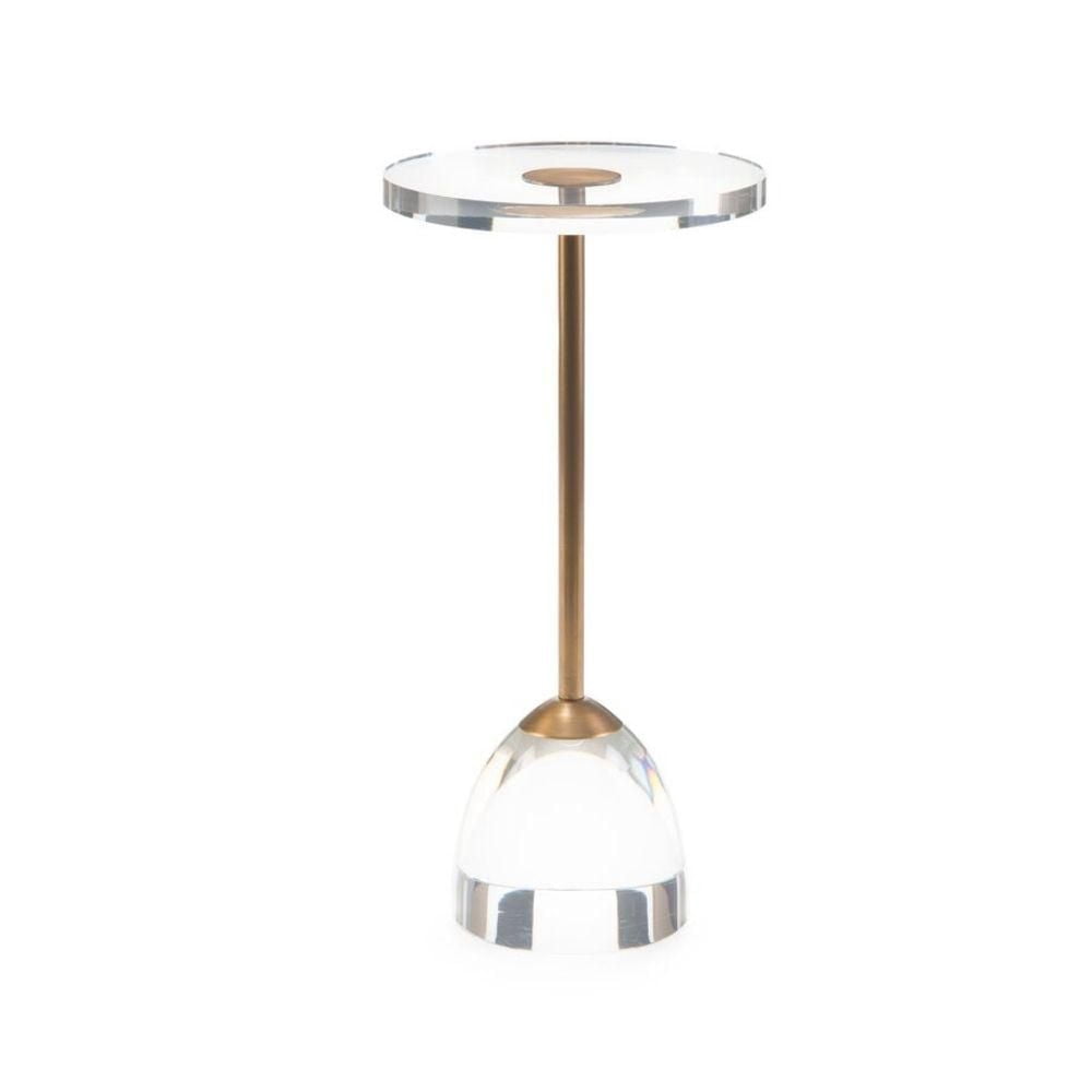 Table d'appoint ronde en acrylique avec base dorée 25"H x 12"L x 12"P, Table d'appoint acrylique transparente, Table d'appoint transparente, Table d'appoint ronde en acrylique, Pour salon, Entrée, Sal
