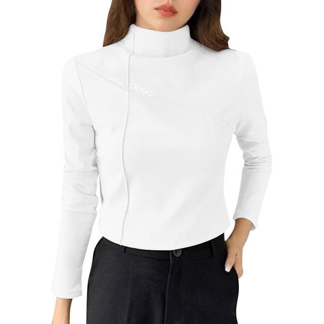 Womens Double Sided Fleece Top Ultra Soft Warm Long Sleeve Base Layer Fitted Stretch for Essential Fall Winter Thermal Wear