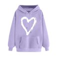 thumbnail image 1 of Plebaso Sweat à Capuche pour Femmes Mignon Cœur Manches Longues Décontracté avec Poches, 1 of 5